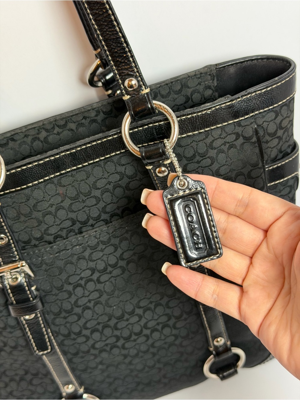 Coach Signature Gallery Black Jacquard Micro C Monogram Tote - Picture 2 of 13